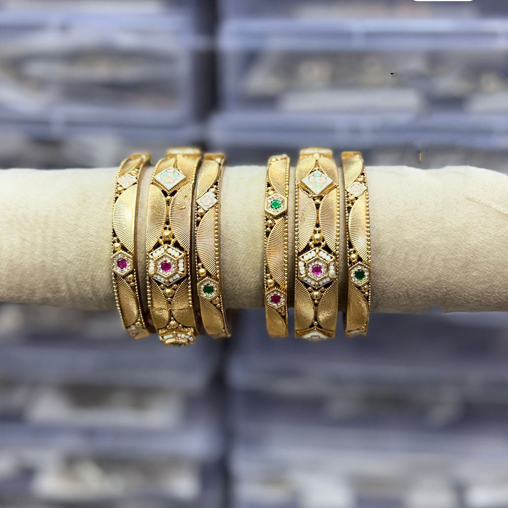 Tanish Art Jewellery Pota Stone And Meenakari Designer Bangles Set