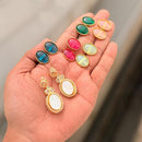 Tanish Art Jewellery Premium Crystal Stone And Pearl Changeable Dangler Earrings