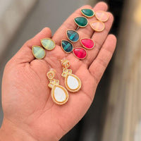 Tanish Art Jewellery Premium Crystal Stone And Pearl Changeable Dangler Earrings