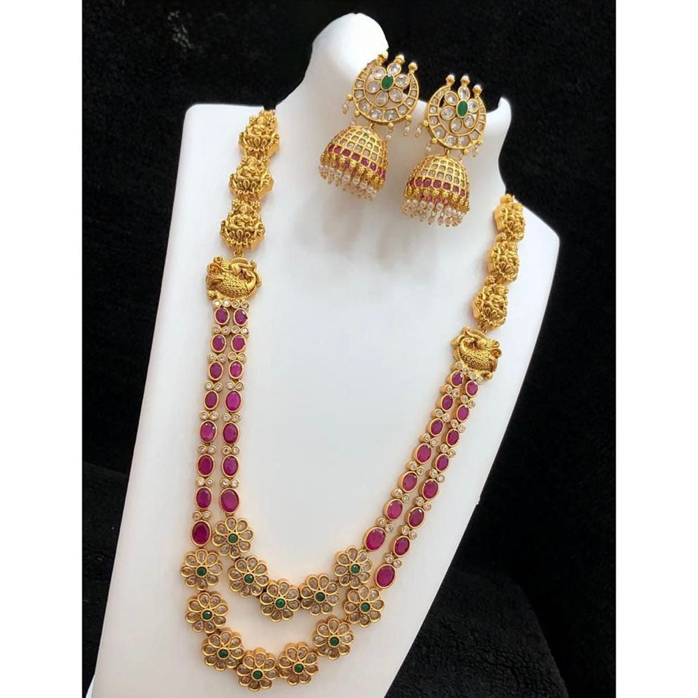 Tanish Art Jewellery Royal Pota Stone And Pearl Long Necklace Set