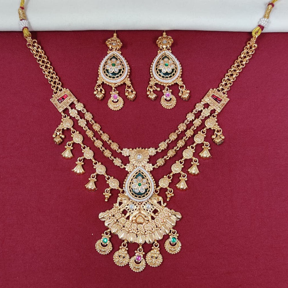 Tanish Art Jewellery Royal Pota Stone And Pearl Necklace Set