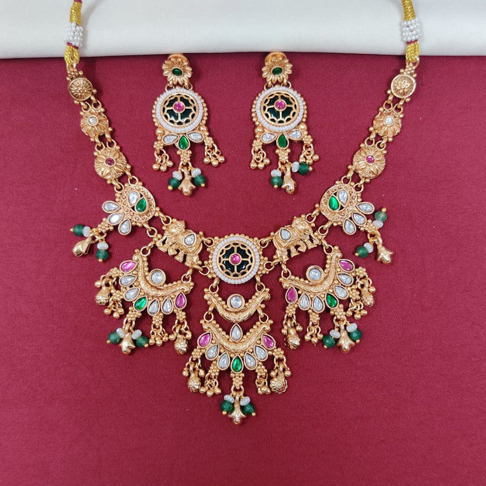 Tanish Art Jewellery Royal Pota Stone And Pearl Necklace Set