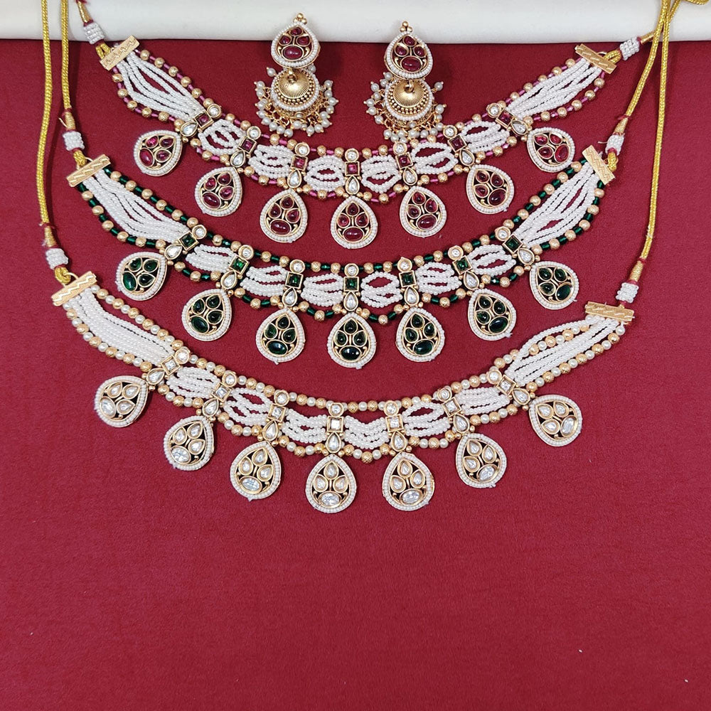 Tanish Art Jewellery Royal Pota Stone And Pearl Necklace Set
