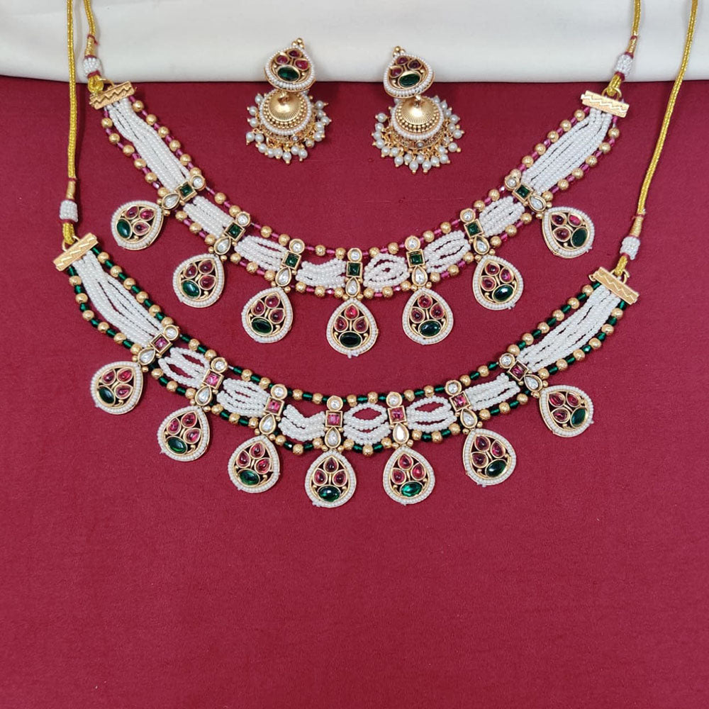 Tanish Art Jewellery Royal Pota Stone And Pearl Necklace Set