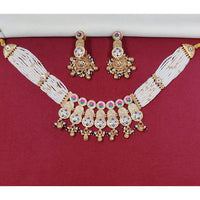 Tanish Art Jewellery Royal Pota Stone And Pearl Meenakari Necklace Set