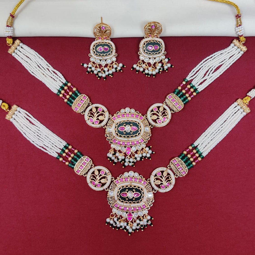 Tanish Art Jewellery Royal Pota Stone And Pearl Necklace Set