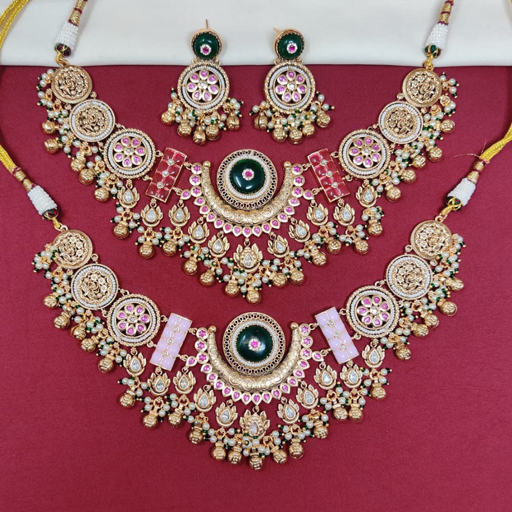 Tanish Art Jewellery Royal Pota Stone And Pearl Necklace Set