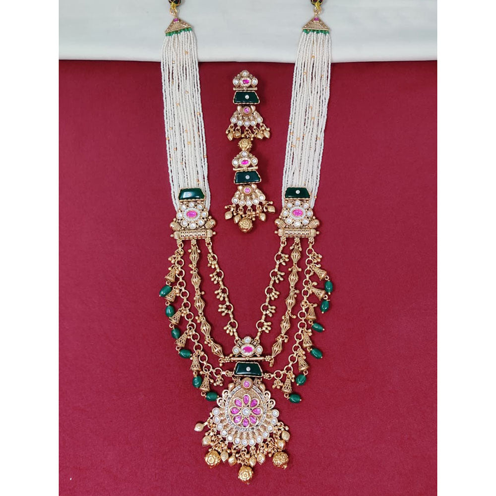 Tanish Art Jewellery Royal Pota Stone And Pearl Long Necklace Set