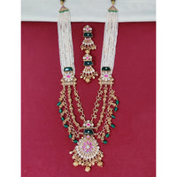 Tanish Art Jewellery Royal Pota Stone And Pearl Long Necklace Set
