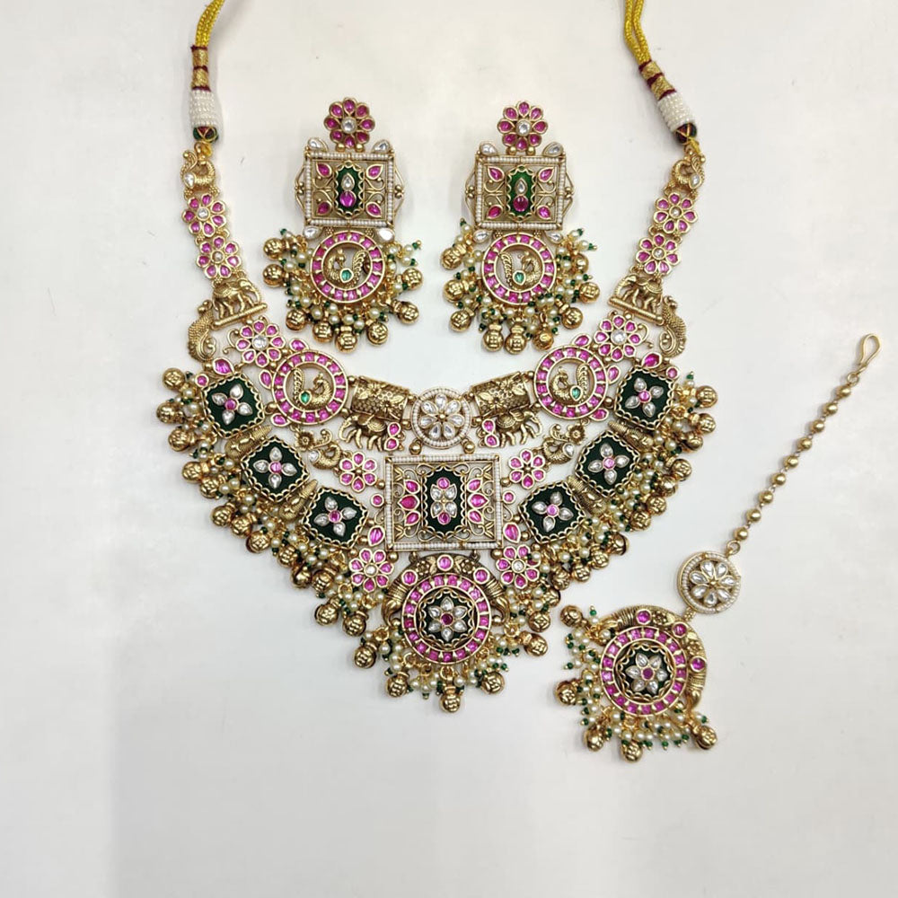 Tanish Art Jewellery Royal Pota Stone And Pearl Necklace Set