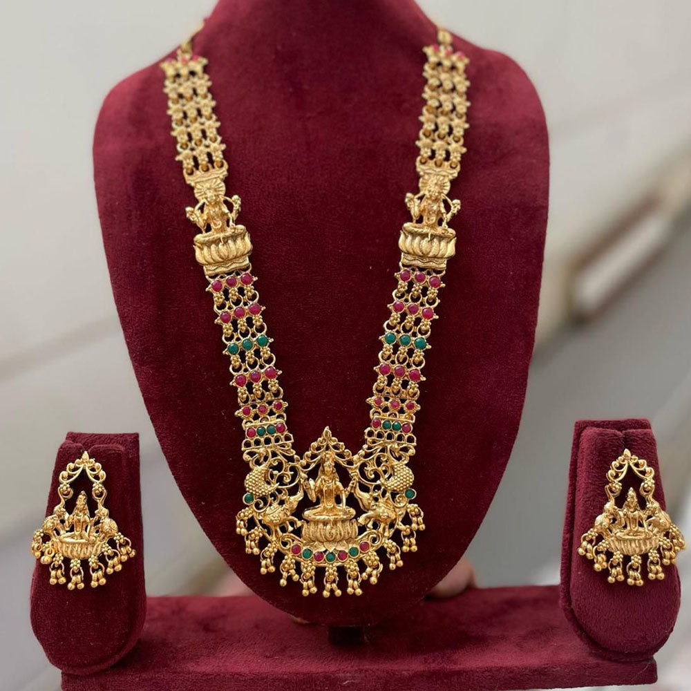Tanish Art Jewellery South Indian Temple Pota Stone And Pearl Long Necklace Set
