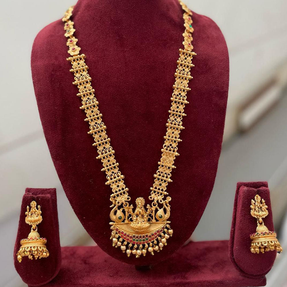 Tanish Art Jewellery South Indian Temple Pota Stone And Pearl Long Necklace Set