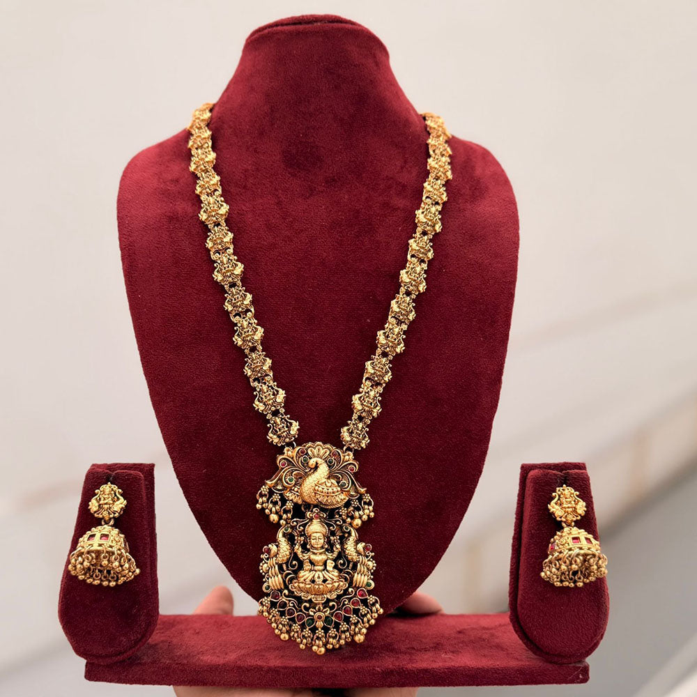 Tanish Art Jewellery South Indian Temple Pota Stone And Pearl Long Necklace Set