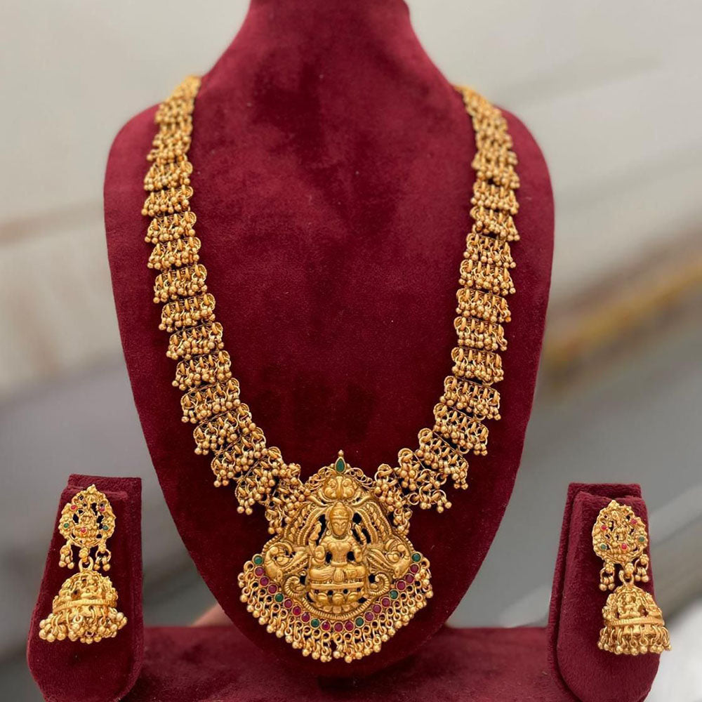 Tanish Art Jewellery South Indian Temple Pota Stone And Pearl Long Necklace Set