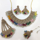 Tanish Art Jewellery Shimmering Crystal And Pearl Necklace Set