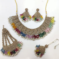 Tanish Art Jewellery Shimmering Crystal And Pearl Necklace Set