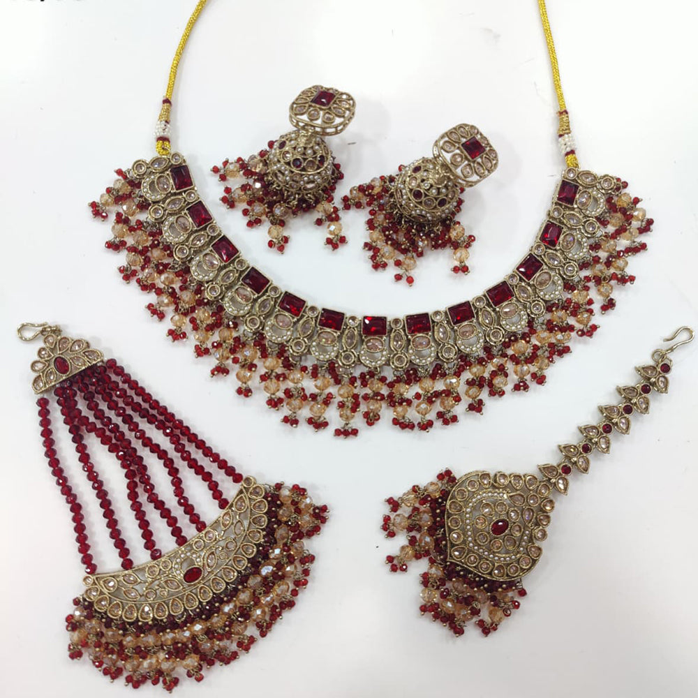 Tanish Art Jewellery Shimmering Crystal And Pearl Necklace Set