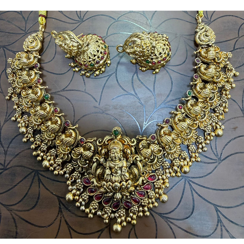 Tanish Art Jewellery South Indian Temple Pota Stone And Pearl Necklace Set