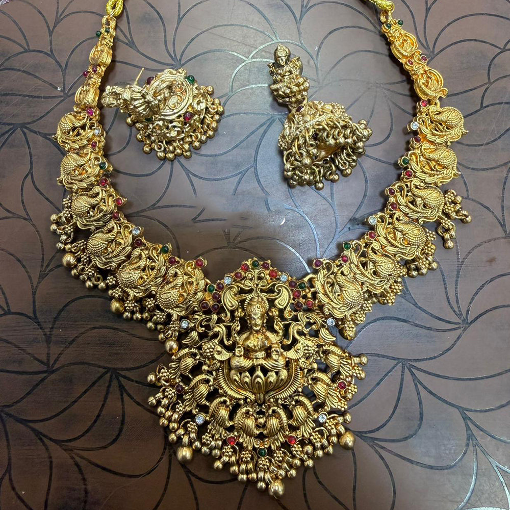 Tanish Art Jewellery South Indian Temple Pota Stone And Pearl Necklace Set