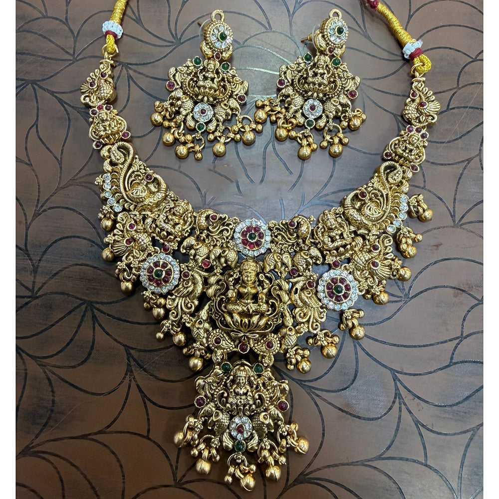 Tanish Art Jewellery South Indian Temple Pota Stone And Pearl Necklace Set