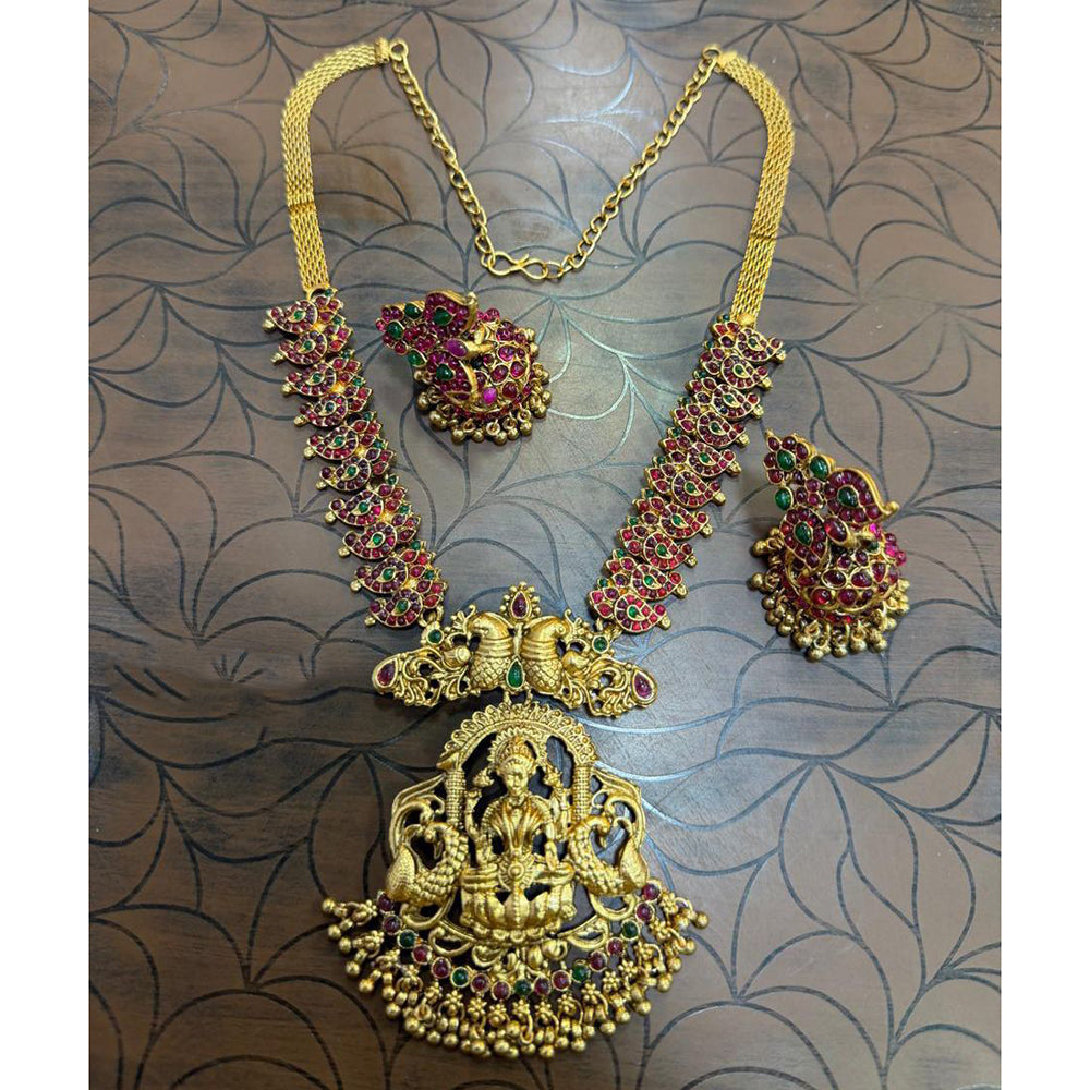Tanish Art Jewellery South Indian Temple Pota Stone And Pearl Necklace Set