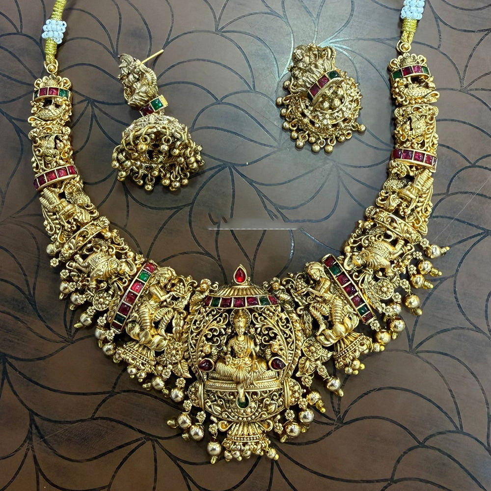 Tanish Art Jewellery South Indian Temple Pota Stone And Pearl Necklace Set