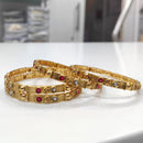 Tanish Art Jewellery Premium Matte Gold Pota Stone Bangles Set