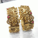 Tanish Art Jewellery Premium Matte Gold Pota Stone Openable Bangles Set