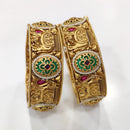 Tanish Art Jewellery Premium Matte Gold Pota Stone And Pearl Openable Bangles Set