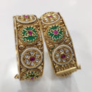 Tanish Art Jewellery Premium Matte Gold Pota Stone And Pearl Openable Bangles Set