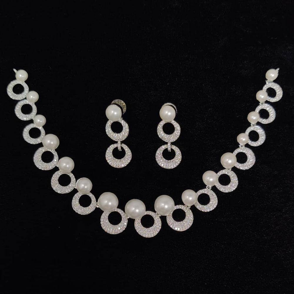 Tanish Art Jewellery Royal Austrian Stone And Pearl Necklace Set 