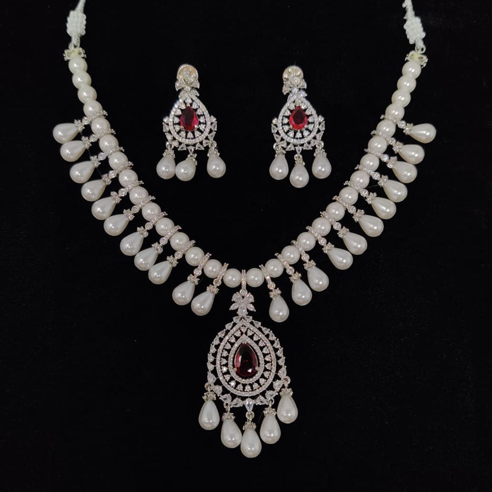 Tanish Art Jewellery Royal Austrian Stone And Pearl Necklace Set 