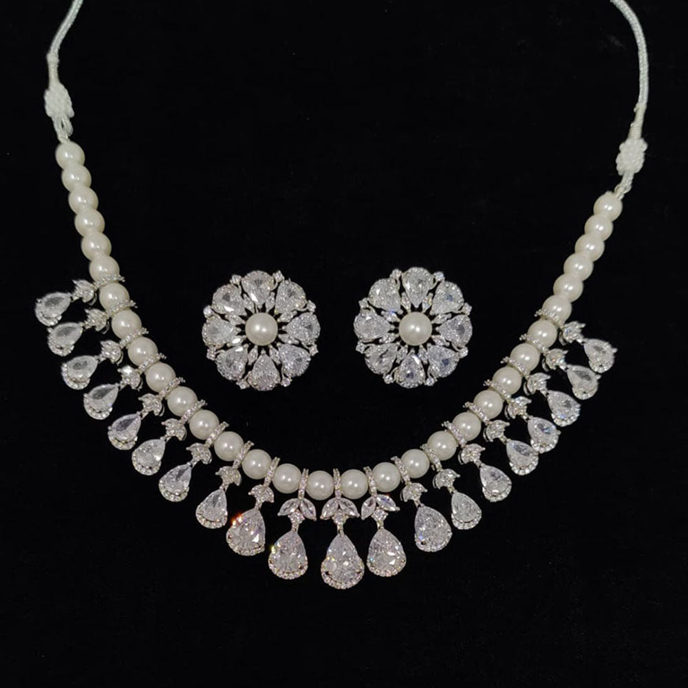 Tanish Art Jewellery Royal Austrian Stone And Pearl Necklace Set 
