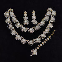 Tanish Art Jewellery Royal Austrian Stone And Pearl Necklace Set 