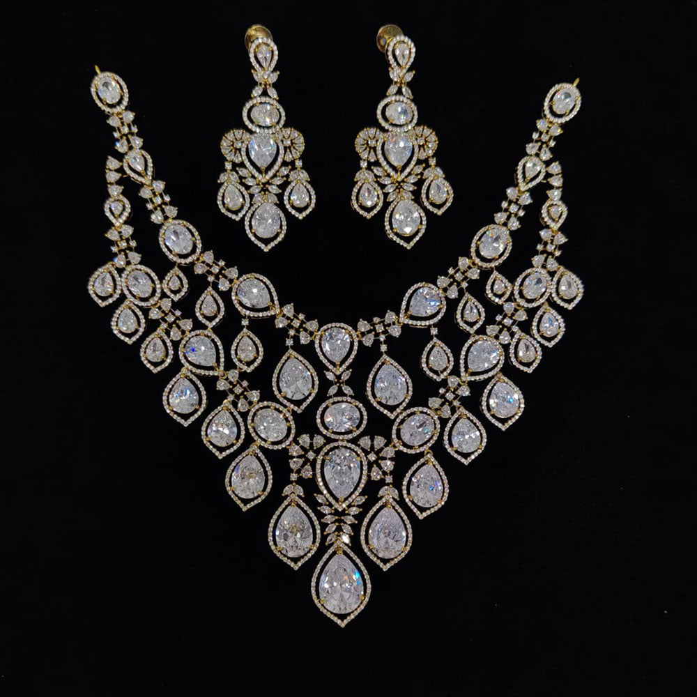 Tanish Art Jewellery Glamorous American Diamond Necklace Set