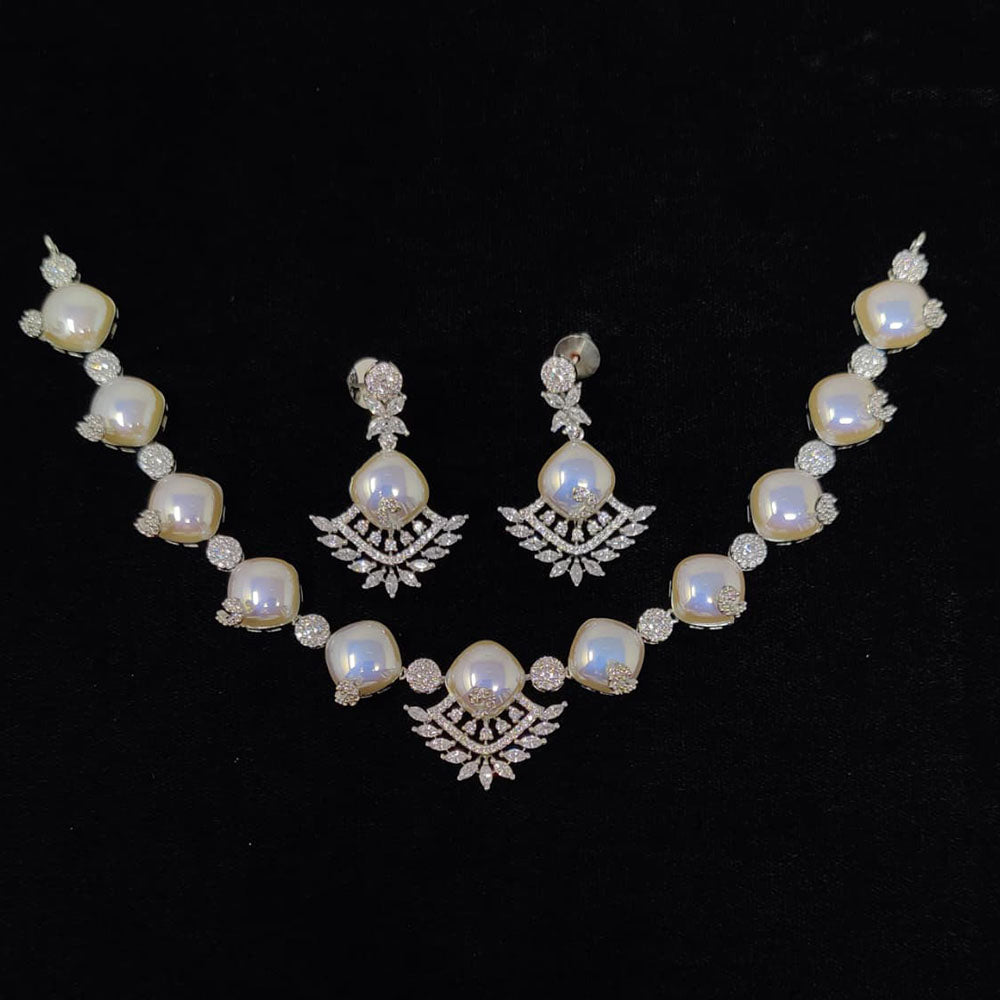 Tanish Art Jewellery Royal Austrian Stone And Pearl Necklace Set 