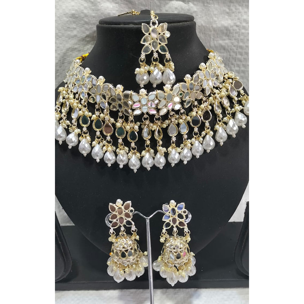 Tanish Art Jewellery Glamorous Mirror Choker Beads Necklace Set