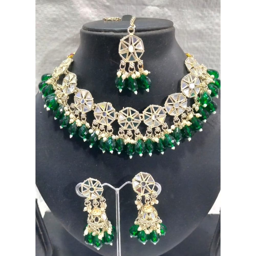 Tanish Art Jewellery Glamorous Mirror Choker Beads Necklace Set