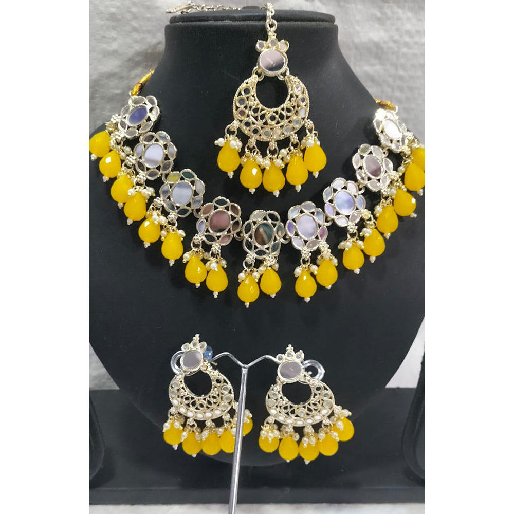 Tanish Art Jewellery Glamorous Mirror Choker Beads Necklace Set