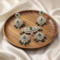 Tanish Art Jewellery American Diamond Stone Beads Pendant Set