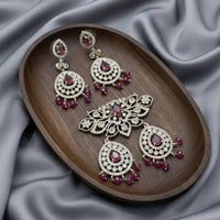 Tanish Art Jewellery American Diamond Stone Beads Pendant Set