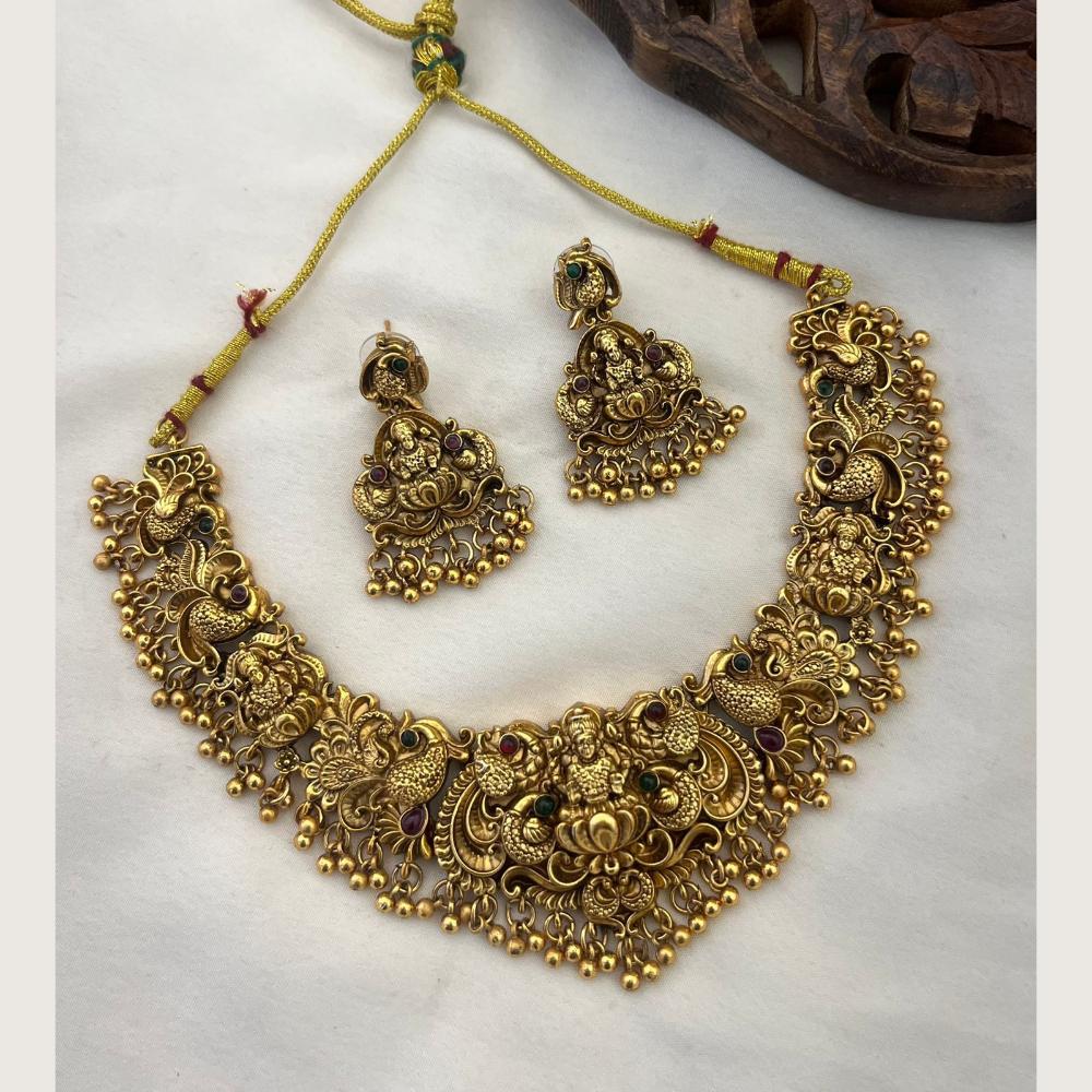 Tanish Art Jewellery South Indian Temple Pota Stone And Pearl Necklace Set