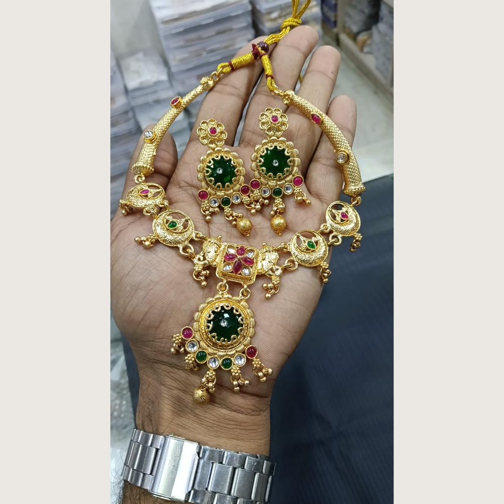 Tanish Art Jewellery Heritage Pota Stone And Pearl Necklace Set