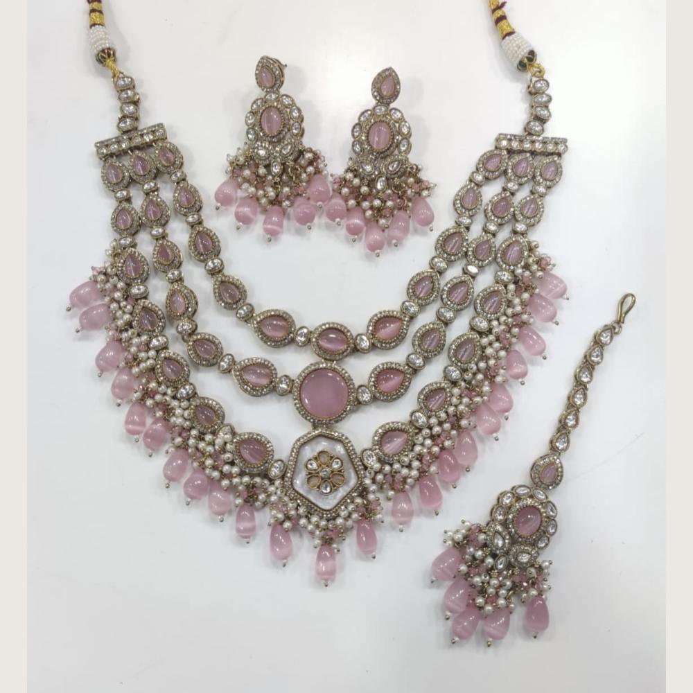 Tanish Art Jewellery Royal Pota Stone And Beads Necklace Set