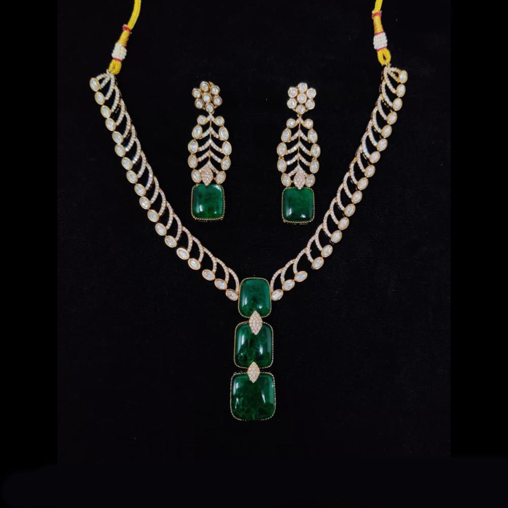 Tanish Art Jewellery Premium Polki Kundan And Austrian Stone Necklace Set