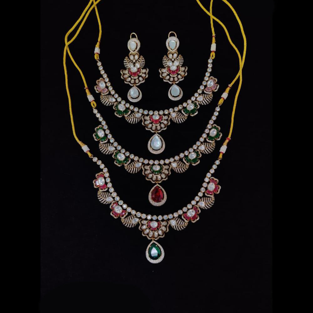 Tanish Art Jewellery Classic Polki Kundan And Austrian Stone Necklace Set
