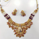 Tanish Art Jewellery Luxury Pota Stone And Pearl Meenakari Traditional Necklace Set 