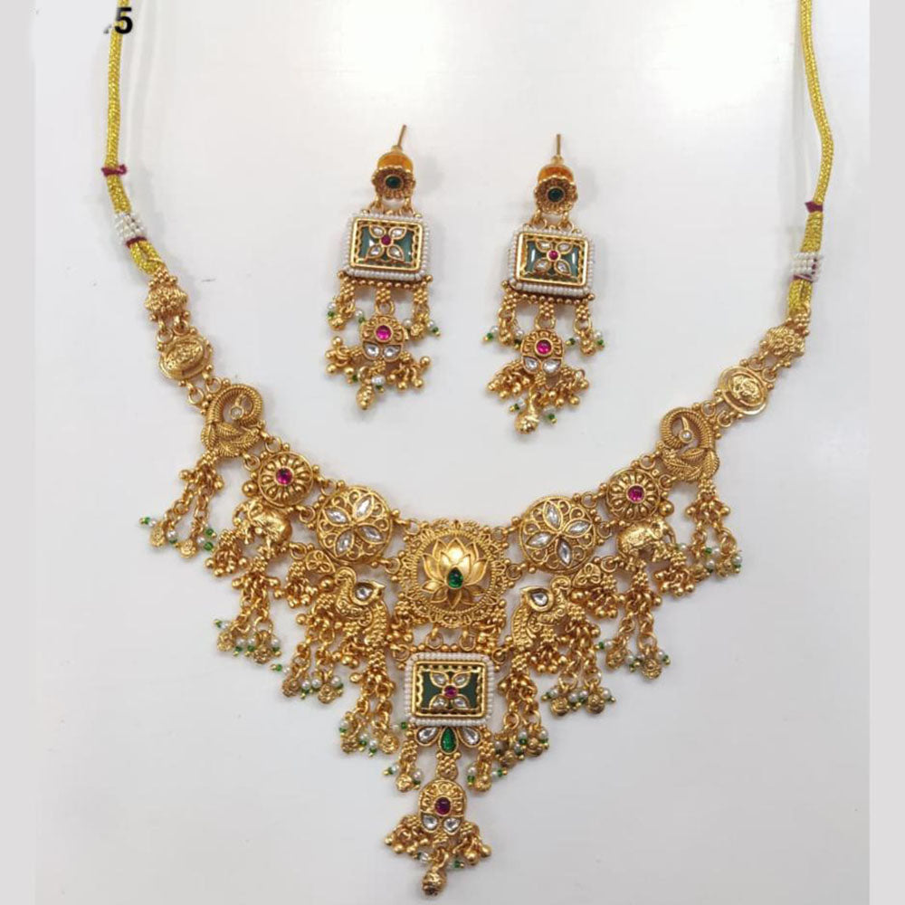 Tanish Art Jewellery Royal Pota Stone And Pearl Necklace Set 