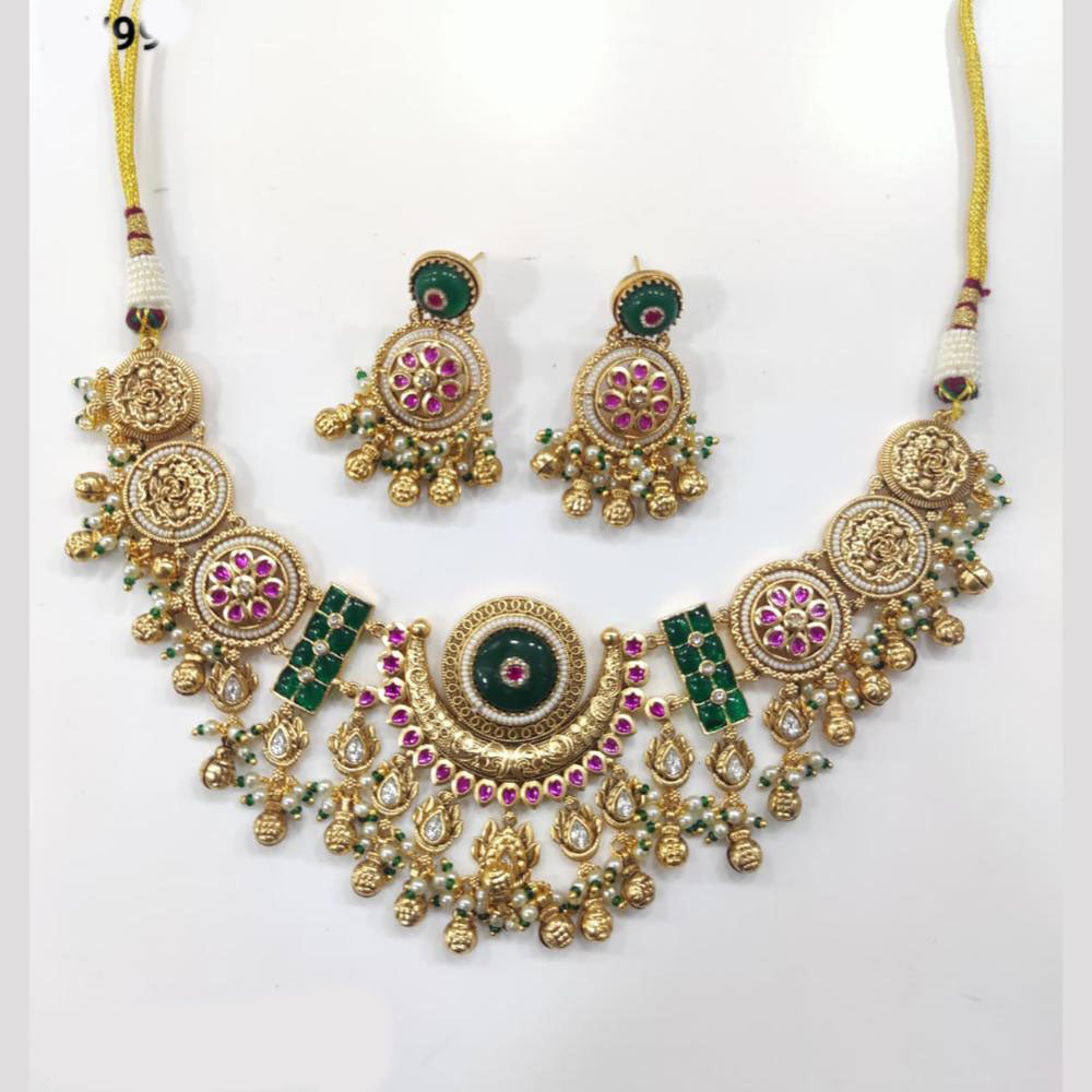 Tanish Art Jewellery Royal Pota Stone And Pearl Necklace Set 