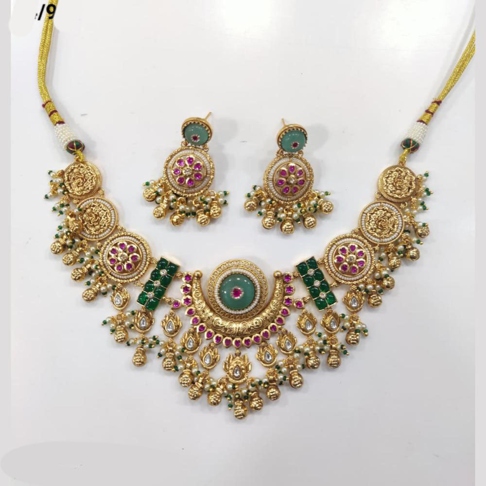 Tanish Art Jewellery Royal Pota Stone And Pearl Necklace Set